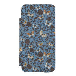 Muster mit Rosen und Schmetterling Incipio Watson™ iPhone 5 Geldbörsen Hülle