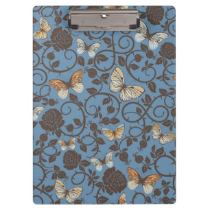 Muster mit Rosen und Schmetterling Klemmbrett