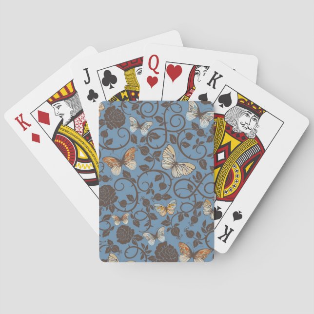 Muster mit Rosen und Schmetterling Spielkarten (Rückseite)