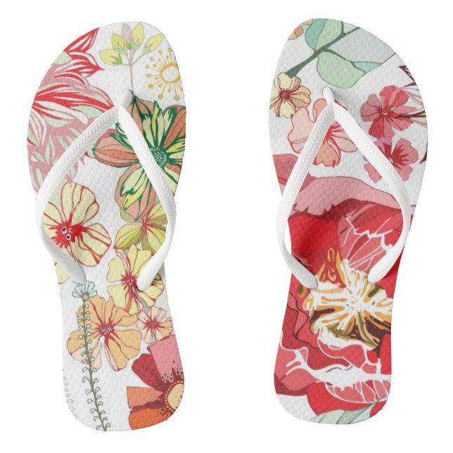 Muster mit roten Blumen Flip Flops (Fußbett)