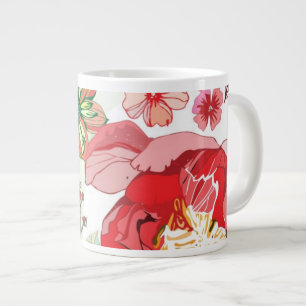 Muster mit roten Blumen Jumbo-Tasse
