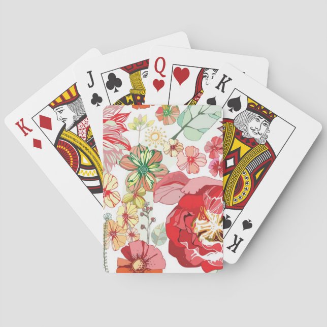 Muster mit roten Blumen Spielkarten (Rückseite)