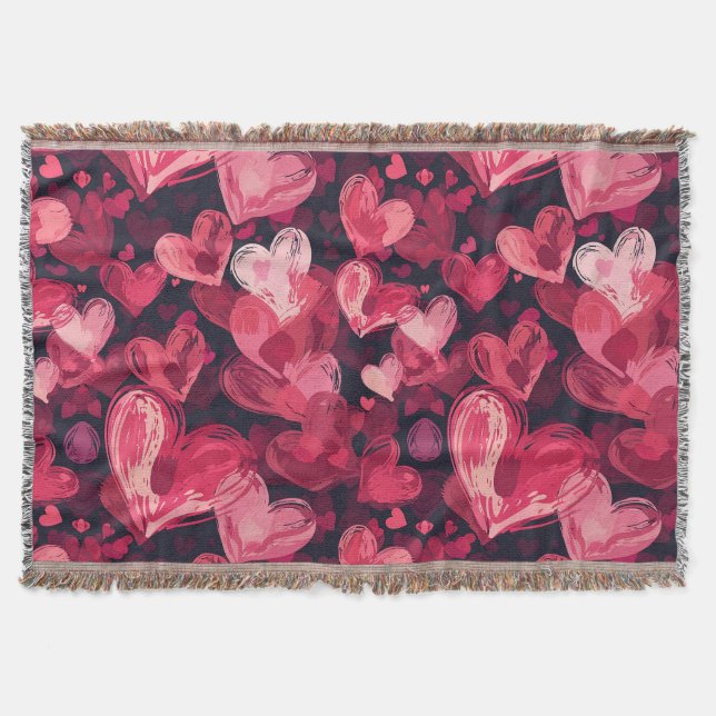 Muster mit roten Herzen für Valentinstag Decke (Vorderseite)