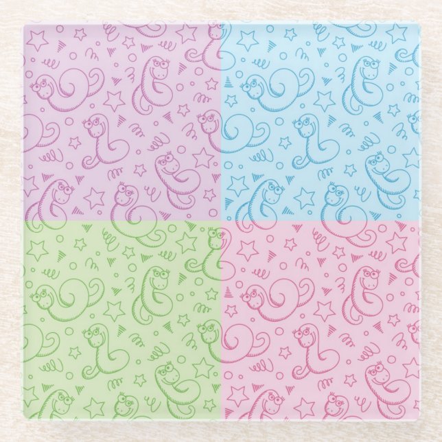 Muster mit Schlangen Glasuntersetzer (Vorderseite)