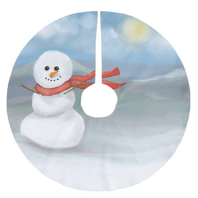 Muster mit Schneemann Polyester Weihnachtsbaumdecke (Vorderseite)