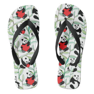 Muster mit schönen Pandas mit Herz Flip Flops