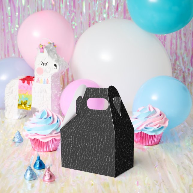 Muster mit schwarzer Ledertextur-Oberfläche Giebel Geschenkschachtel (Party)