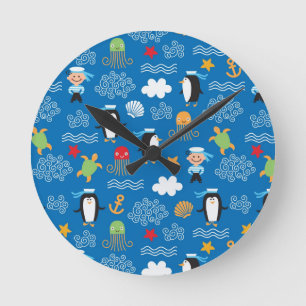 Muster mit Seethema Runde Wanduhr