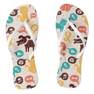 Muster mit sonnigen Katzen und Hunden Flip Flops