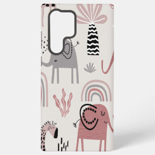 Muster mit süßen Elefanten und Giraffen riesig Samsung Galaxy Hülle