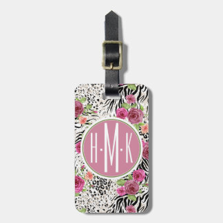 Muster mit Tierdrucken| Monogramm Gepäckanhänger