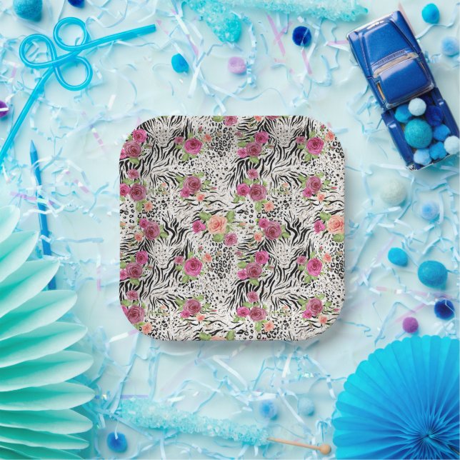 Muster mit Tierdrucken Pappteller (Party)