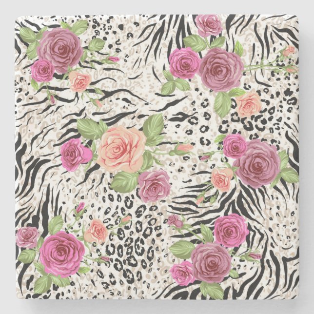 Muster mit Tierdrucken Steinuntersetzer (Vorderseite)