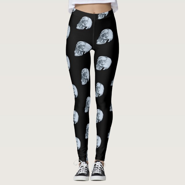 Muster mit Totenköpfen Leggings (Vorderseite)
