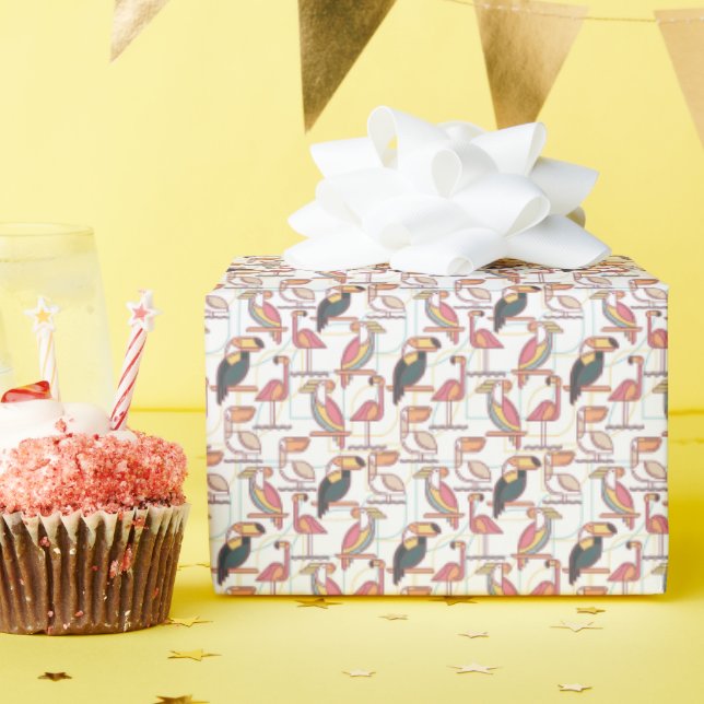 Muster mit tropischen Vögeln Geschenkpapier (Geburtstagsparty)