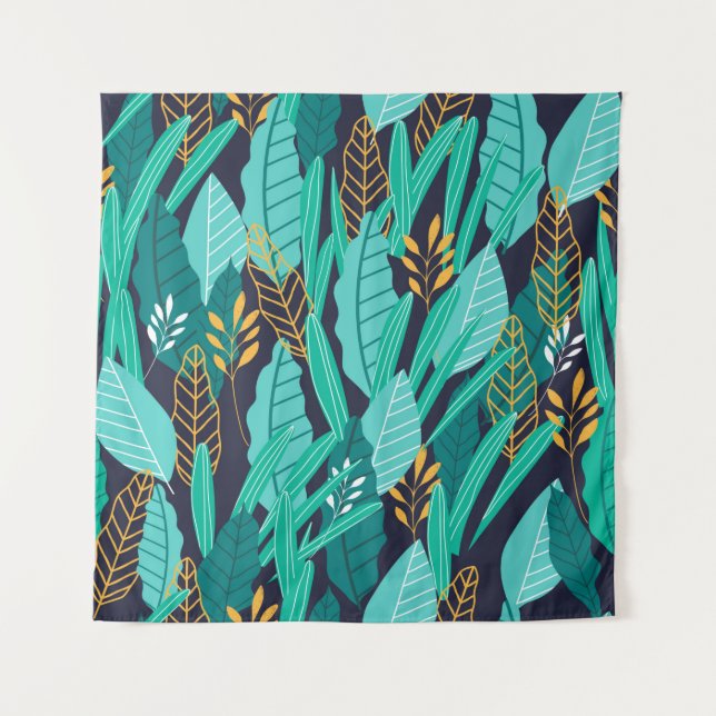 Muster mit verschiedenen abstrakten tropischen Blä Wandteppich (Vorderseite)