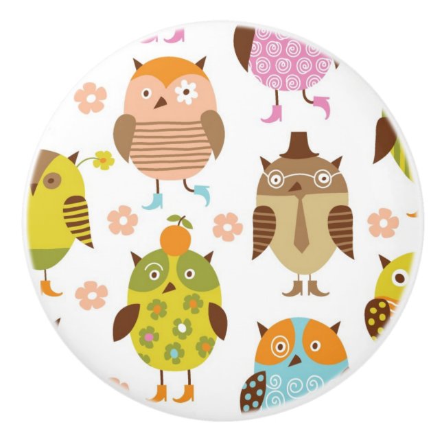 Muster mit Vögeln Keramikknauf (Vorderseite)