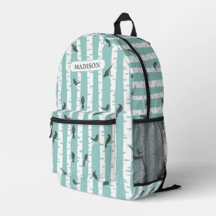 Muster mit Vögeln und Bäumen Bedruckter Rucksack