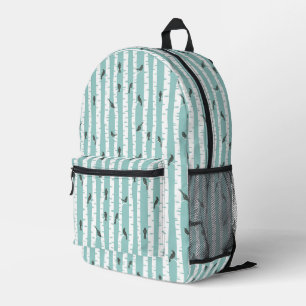 Muster mit Vögeln und Bäumen Bedruckter Rucksack