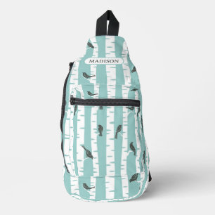 Muster mit Vögeln und Bäumen Crossbody Bag