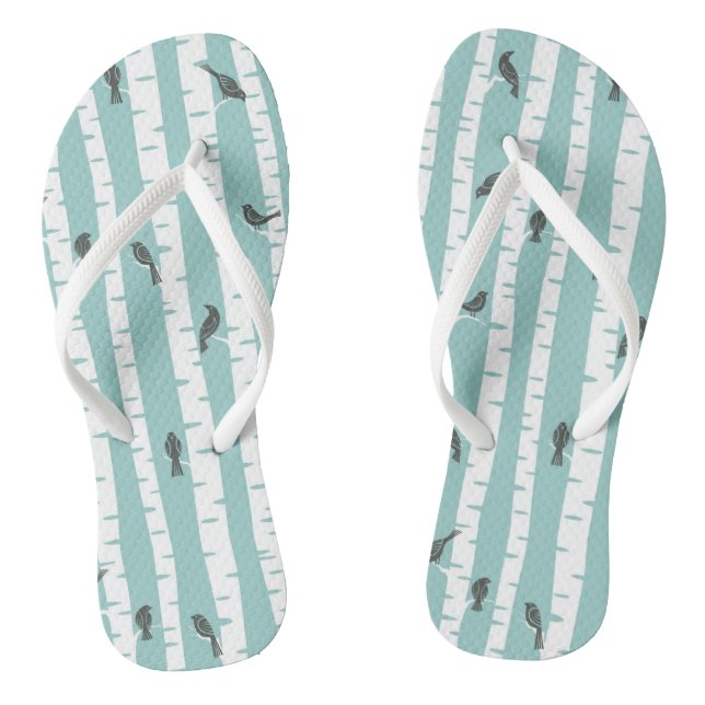 Muster mit Vögeln und Bäumen Flip Flops (Fußbett)