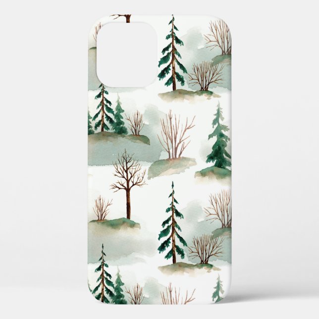 Muster mit Weihnachtsbäumen, Bäumen und Büschen. B Case-Mate iPhone Hülle (Rückseite)