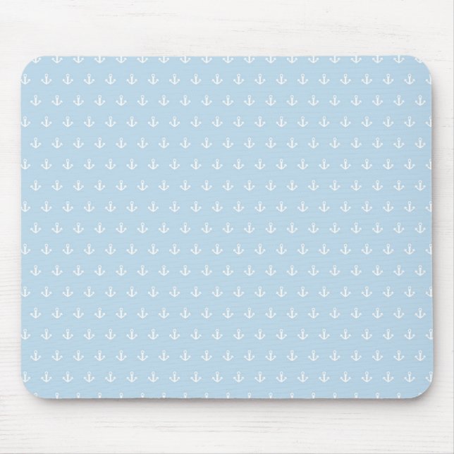 Muster mit weißen Ankern auf Blau Mousepad (Vorne)