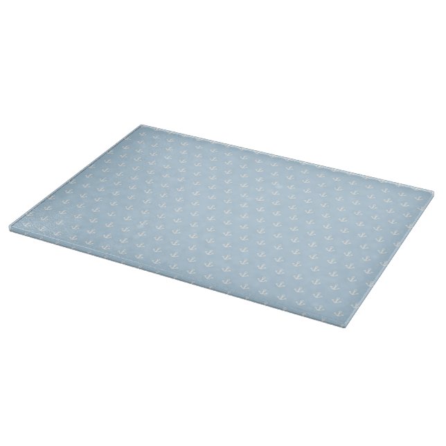 Muster mit weißen Ankern auf Blau Schneidebrett (Ecke)