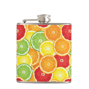 Muster mit Zitrusfrüchten Flachmann