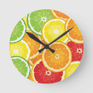Muster mit Zitrusfrüchten Runde Wanduhr