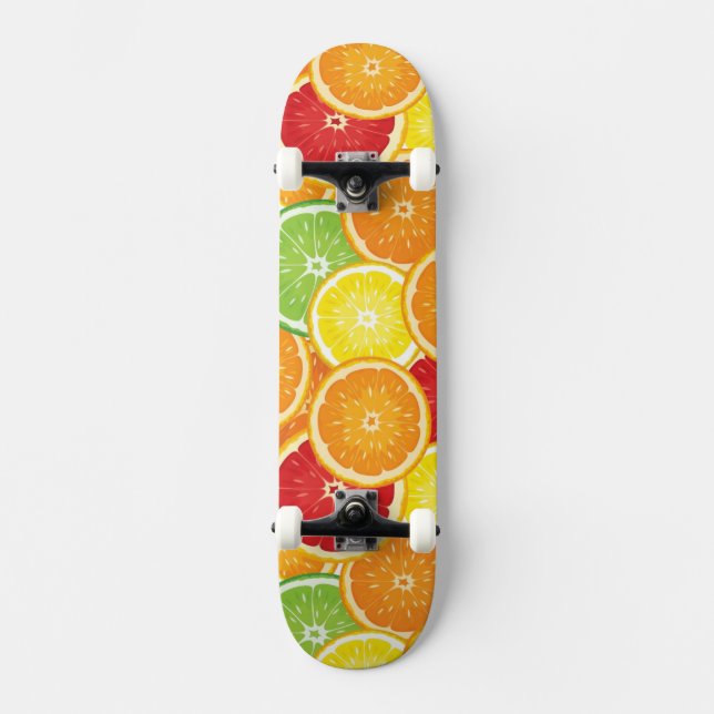 Muster mit Zitrusfrüchten Skateboard (Vorderseite)
