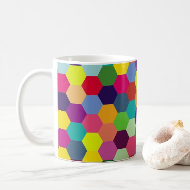Muster Modern farbenfroh - Modefeder-Hipster Kaffeetasse (Mit Donut)