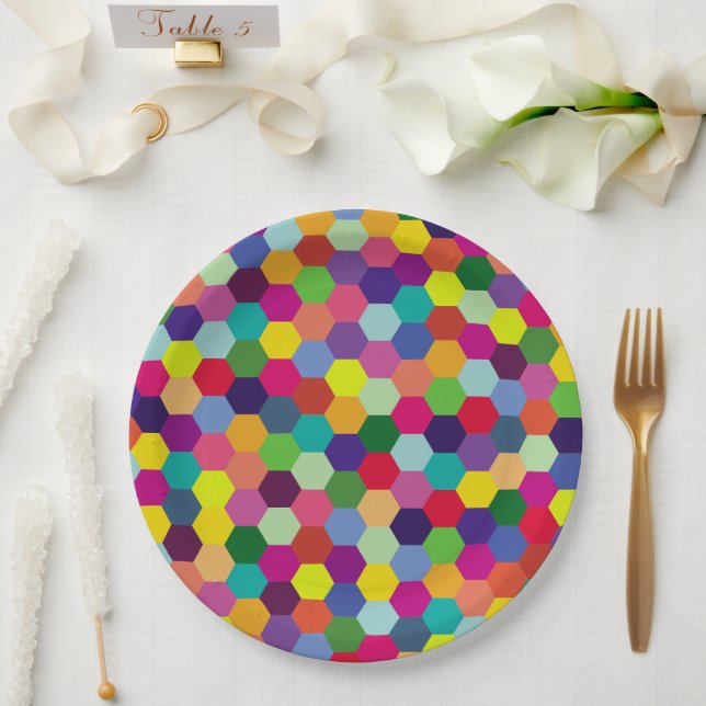 Muster Modern farbenfroh - Modefeder-Hipster Pappteller (Hochzeit)