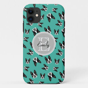 Muster-Monogramm-Handy-Fall Bostons Terrier iPhone 11 Hülle