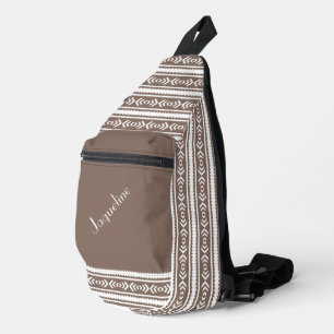 Muster Navajo in Braun und Weiß Crossbody Bag