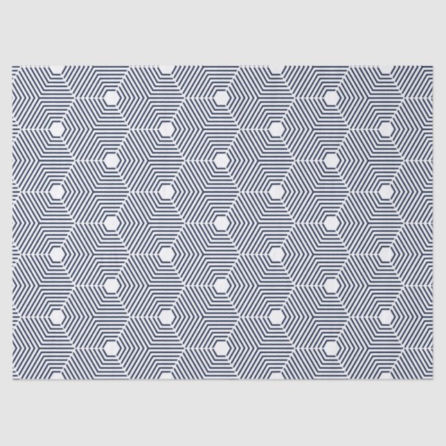 Muster Navy-Blue und White Geometric Seidenpapier (Vorderseite)