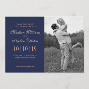 Muster Navy & Pink Floral & Pflanze - Save the Dat Date