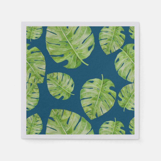 Muster Niedlich Chic Banana Leaf Green Blue Serviette (Vorderseite)