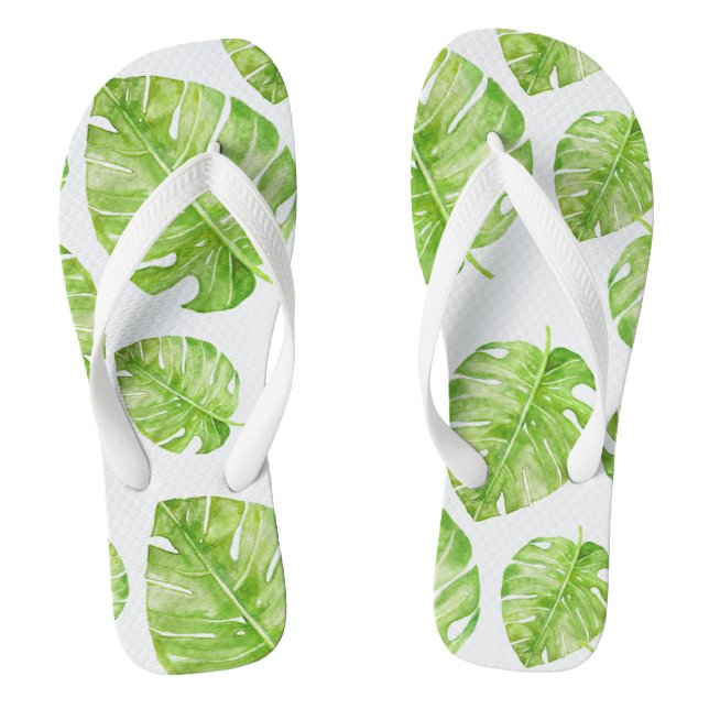 Muster Niedlich Chic Banana Leaf Green White Flip Flops (Fußbett)