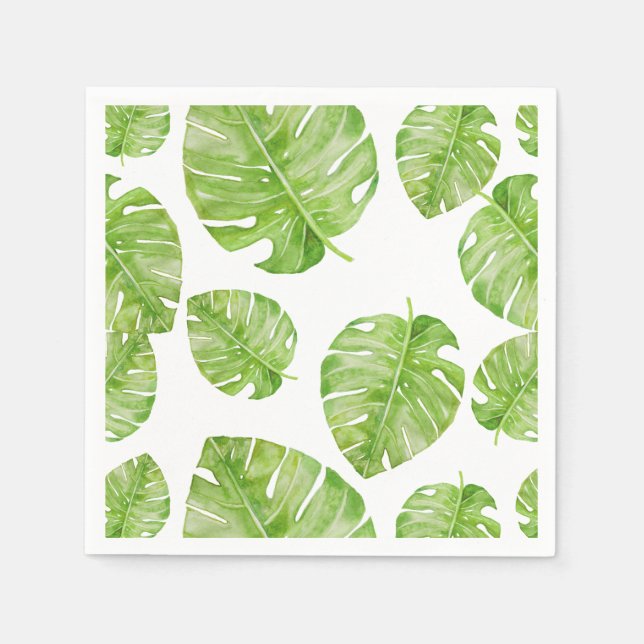 Muster Niedlich Chic Banana Leaf Green White Serviette (Vorderseite)