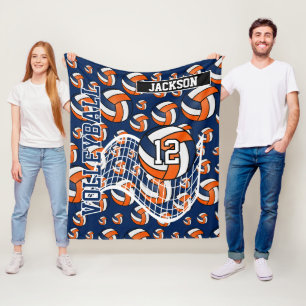 Muster Orange, Dunkelblau und Weiß für Volleyball Fleecedecke