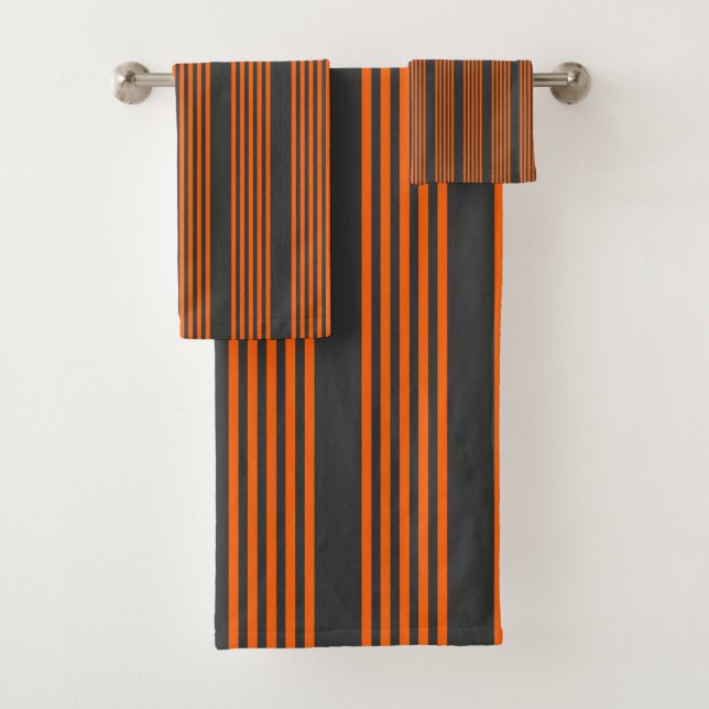 Muster Orange und Kohle, fünf Streifen Badhandtuch Set (Insitu)