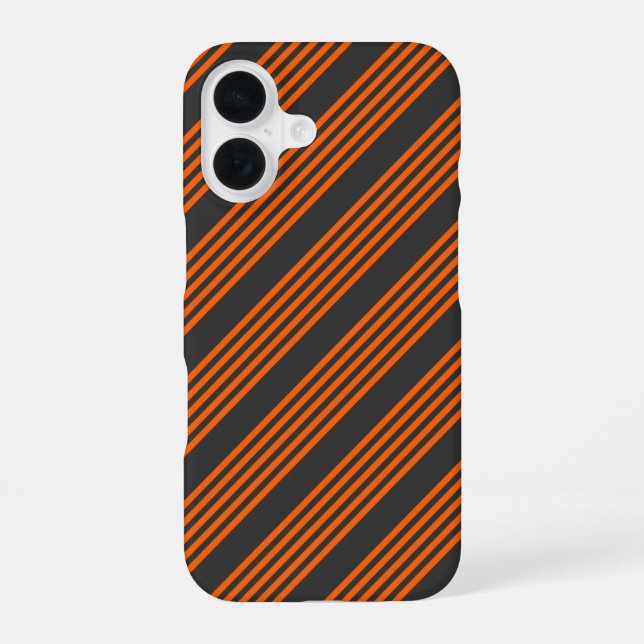 Muster Orange und Kohle, fünf Streifen iPhone 16 Hülle (Rückseite)