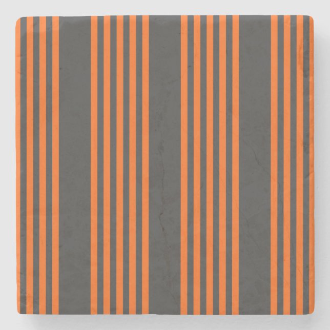 Muster Orange und Kohle, fünf Streifen Steinuntersetzer (Vorderseite)