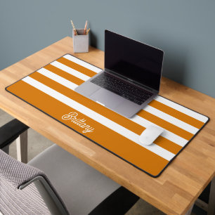 Muster Orange und Weiß Streifen Personalisiert Schreibtischunterlage