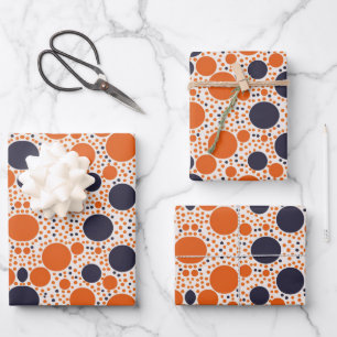 Muster orangefarbener und blauer Kreise Geschenkpapier Set