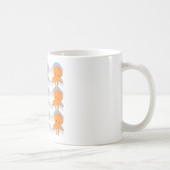Muster Orangen- und Blauwellen Kaffeetasse (Rechts)