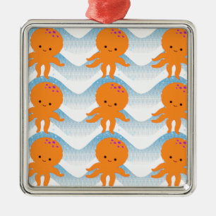 Muster Orangen- und Blauwellen Ornament Aus Metall