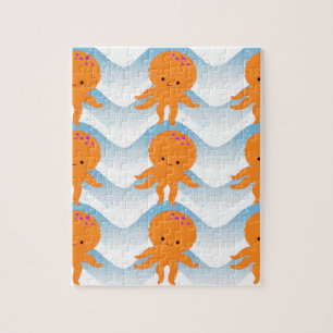 Muster Orangen- und Blauwellen Puzzle