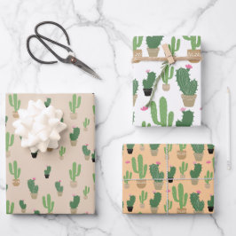 Muster-Papierblätter für Kaktus Geschenkpapier Set
